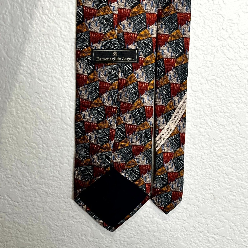 Ermenegildo Zegna Necktie Mens One Size Multicolor‎ Printed Silk Designer Formal